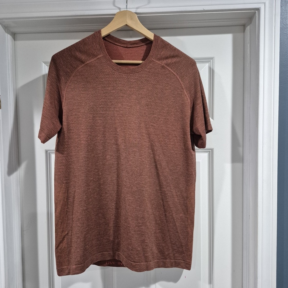 Lululemon Shirt Mens Large Rust Metal Vent Tech Performance Training Workout Gym